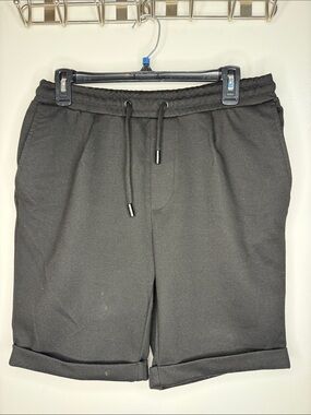 Zara Black Drawstring Knit Hybrid Shorts